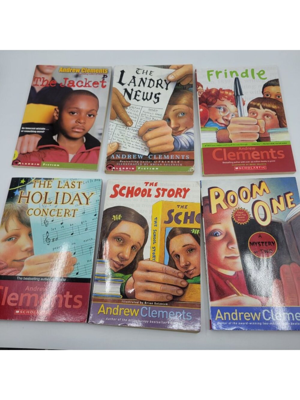 ANDREW CLEMENTS Lot of 6 Books (Frindle, Holiday Concert, Jacket) - BK096
